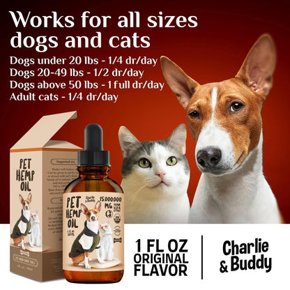Charlie Buddy   H–µmp Oil for Dogs Cats   Hi—Ä and J–æint Supp–ært and