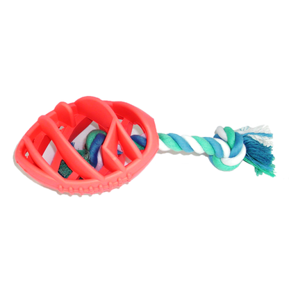 Rubber Football Dog Chew Toy with Tug Rope -- Great for Active Dogs --