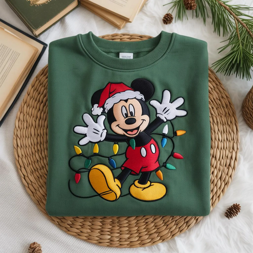 EMBROIDERED Mickey Mouse Christmas Sweatshirt, Disney Holiday Embroidered Crewneck, Disney Family Christmas Shirts, Disneyland Christmas
